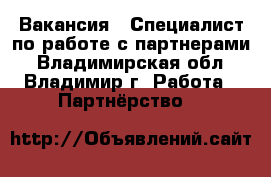 Вакансия : Специалист по работе с партнерами - Владимирская обл., Владимир г. Работа » Партнёрство   